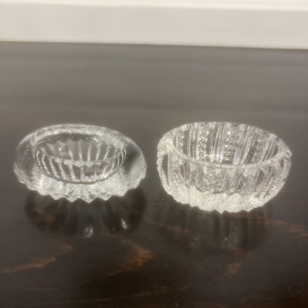 2-Oval Clear Glass Open Salts Cellars